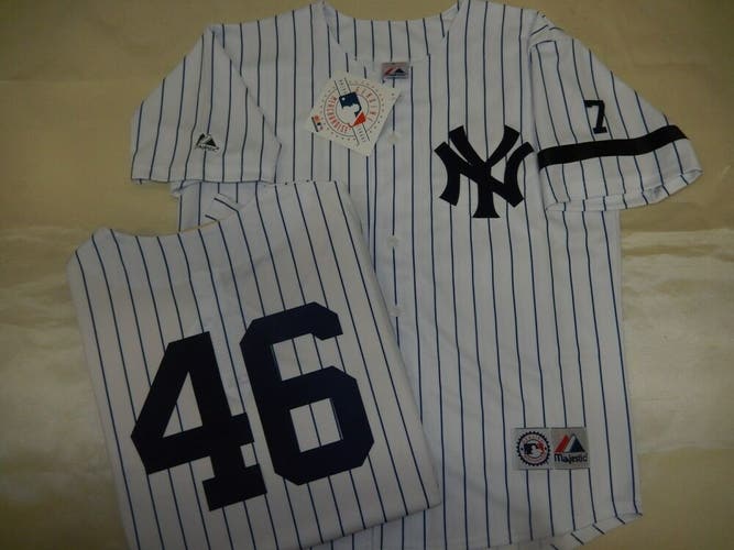 0728 Mens 1995 Majestic New York Yankees ANDY PETTITTE Sewn Baseball JERSEY