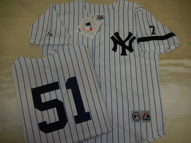 0728 Mens 1995 Majestic New York Yankees BERNIE WILLIAMS Sewn Baseball JERSEY