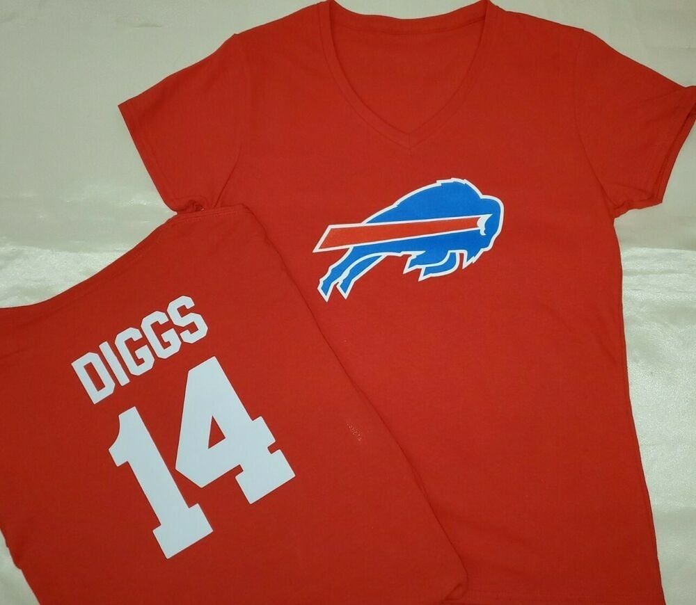 20117 WOMENS Buffalo Bills STEFON DIGGS V-Neck Football Jersey SHIRT RED  New