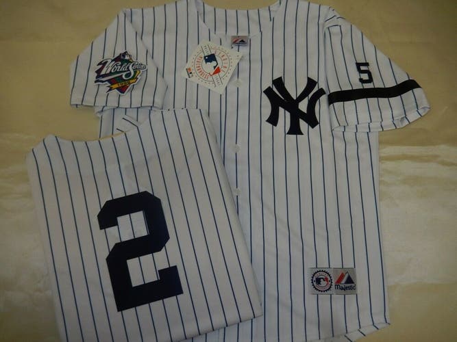 0728 Majestic 1999 World Series New York Yankees DEREK JETER Sewn JERSEY