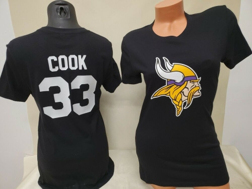 01120 WOMENS NFL Minnesota Vikings DALVIN COOK Football Jersey Shirt New BLACK