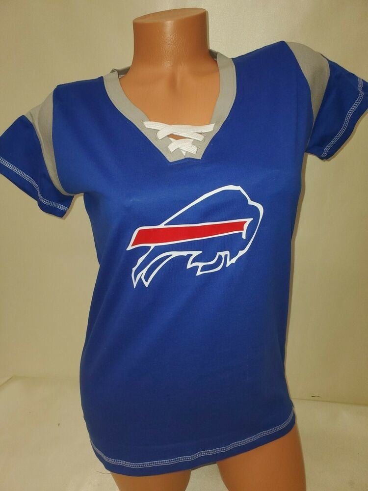 20117 Womens Ladies BUFFALO BILLS Long Sleeve Laces Football Jersey SHIRT  New