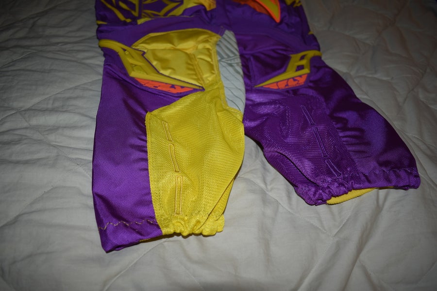 Fly Racing Kinetic Inversion Motocross Pant/Jersey Set, Yellow/Purple, W  3-4/Small - Top Condition!