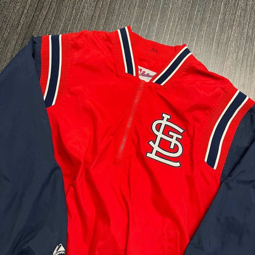 MAJESTIC MLB ST LOUIS CARDINALS ZIP FRONT JACKET Men's Size XL Red And Navy  Blue