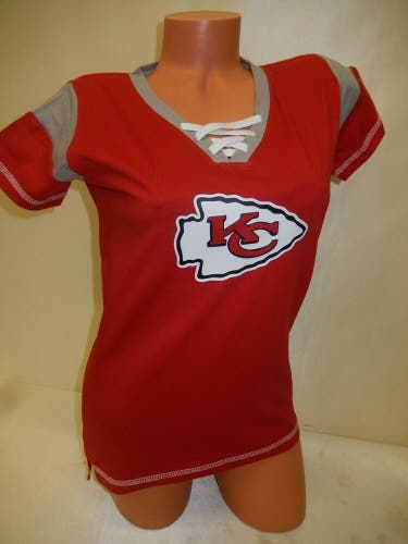 0228 Womens Ladies KANSAS CITY CHIEFS "Laces" Football Jersey SHIRT RED New