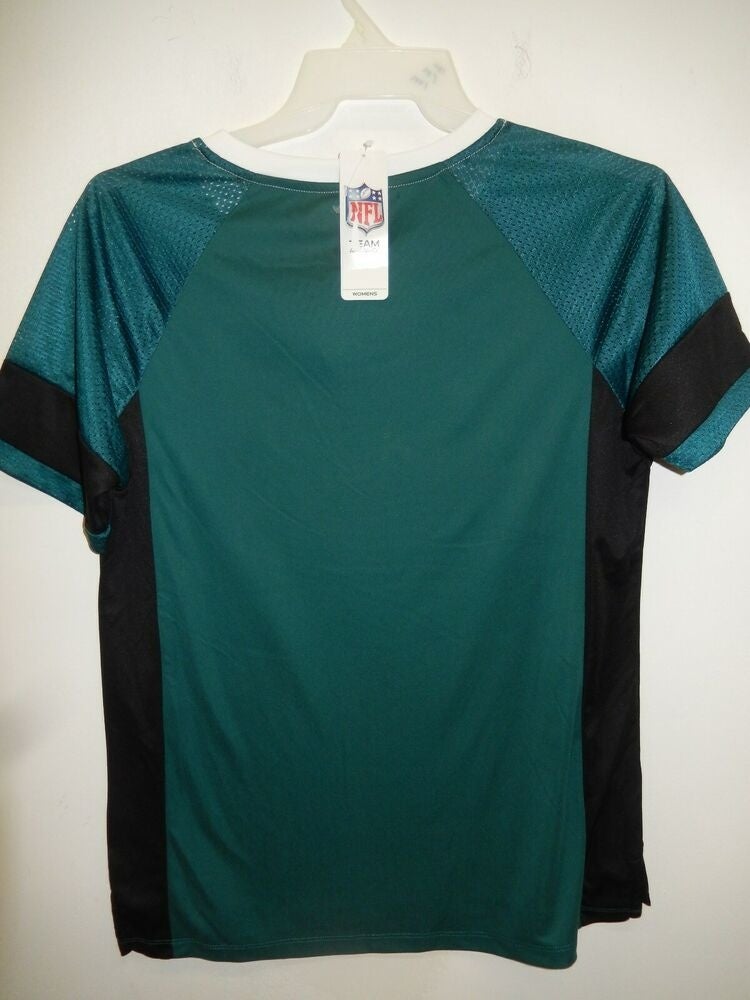 30125 Womens Ladies PHILADELPHIA EAGLES Laces Football Jersey SHIRT  SILVER/BLK