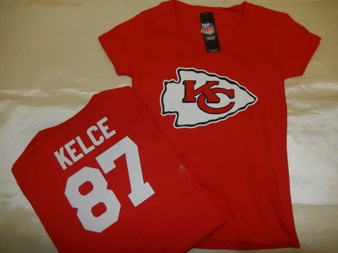 0112 WOMENS Kansas City Chiefs TRAVIS KELCE V-Neck Football Jersey Shirt RED