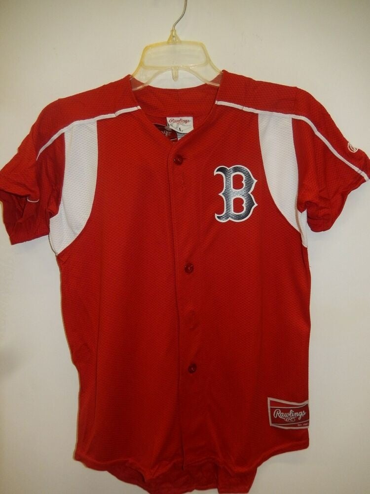 Nike MLB Boston Red Sox Button Down Jersey Size Youth Medium 12/14