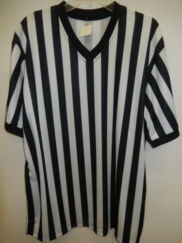 9808-4 Mens REFEREE V-Neck Jersey Shirt or HALLOWEEN Costume New XL 100% Poly