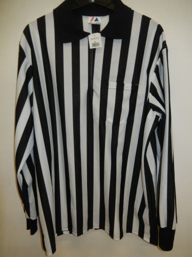 9808-5 Mens REFEREE 1/4 Zip Long Sleeves Jersey Shirt or HALLOWEEN Costume NEW