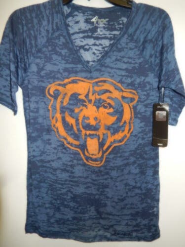 91120-8 Womens Ladies 4Her CHICAGO BEARS "V-Neck" Football Jersey Shirt NEW