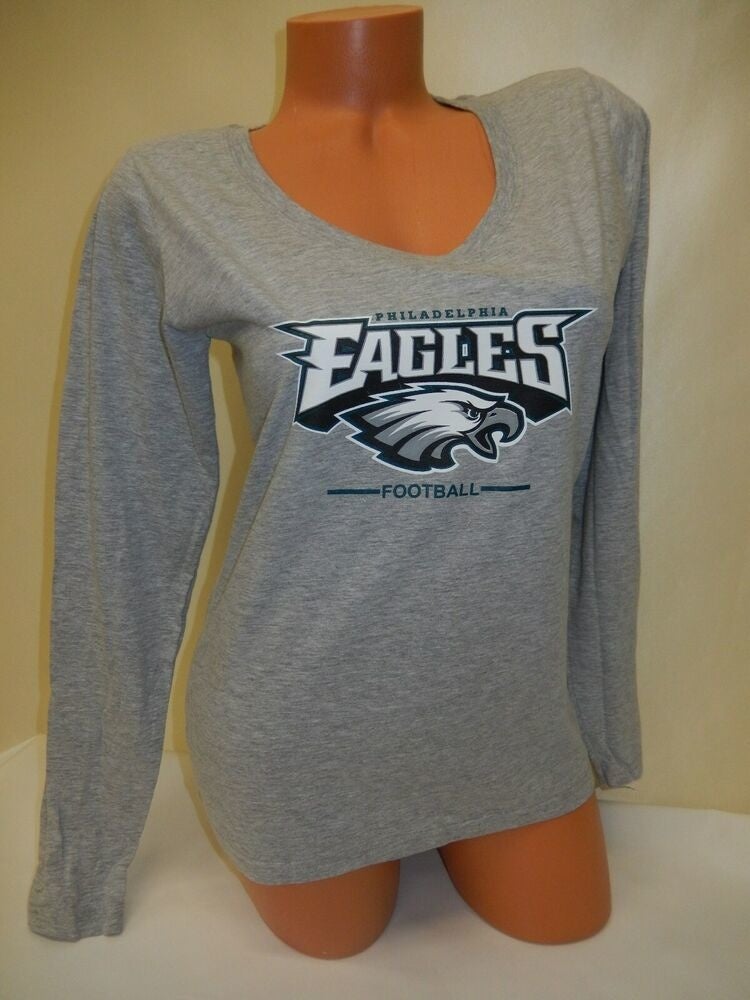 9813 NFL APPAREL Womens Ladies PHILADELPHIA EAGLES Football Jersey Shirt  GRAY | SidelineSwap