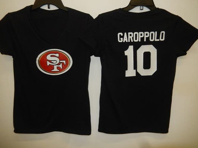 20117 Womens NFL Apparel SAN FRANCISCO 49ers JIMMY GAROPPOLO V-Neck SHIRT BLACK