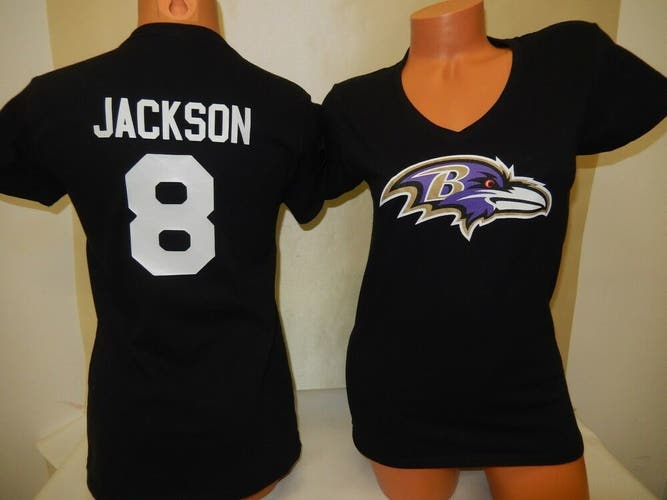 91126-1 Womens NFL Apparel Baltimore Ravens LAMAR JACKSON Football Shirt BLACK