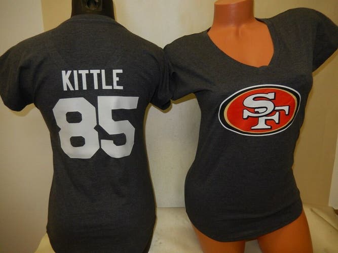 20117 Womens SAN FRANCISCO GEORGE KITTLE 49ers V-Neck Football Jersey SHIRT GRAY