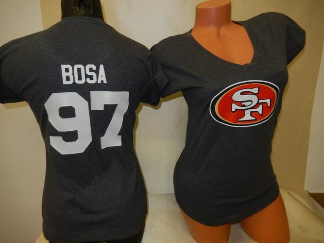 20117 Womens SAN FRANCISCO NICK BOSA 49ers V-Neck Football Jersey SHIRT GRAY