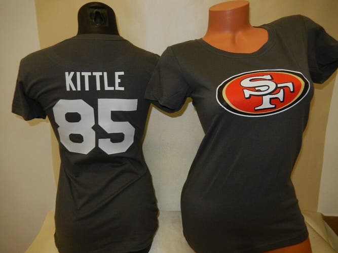 20117 Womens SAN FRANCISCO 49ers GEORGE KITTLE Crew Neck Football SHIRT GRAY