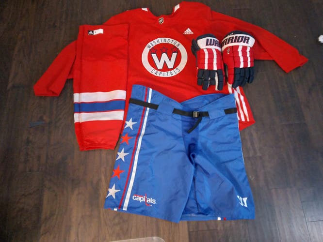 Washington Capitals Pro Stock Package. (Jersey. Shell, Socks,Gloves) BONUS: XL Fantic Speedwick