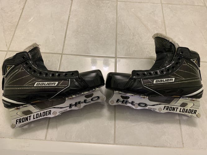 Hockey Goalie Skates Senior Used Bauer Supreme 1S Regular Width Size 9.5 Roller