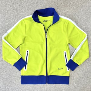 New Condition - Nike Golf Dri-Fit youth medium size 10/12 Lime & Blue Jacket w/ Zipper Pockets