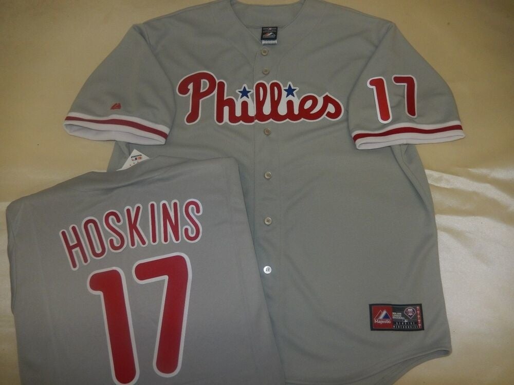 Majestic Authentic Philadelphia Phillies RHYS HOSKINS Stitched Jersey Size  50