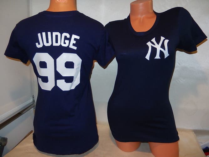 9710-6 Womens New York Yankees AARON JUDGE "NY Logo" Baseball Jersey Shirt BLUE