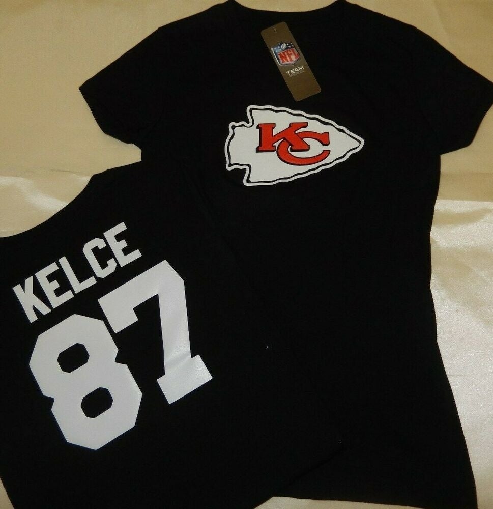 0112 WOMENS Kansas City Chiefs TRAVIS KELCE 'Crew Neck' Football Jersey  Shirt