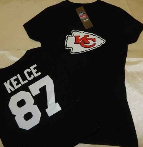 0112 WOMENS Kansas City Chiefs TRAVIS KELCE "Crew Neck" Football Jersey Shirt