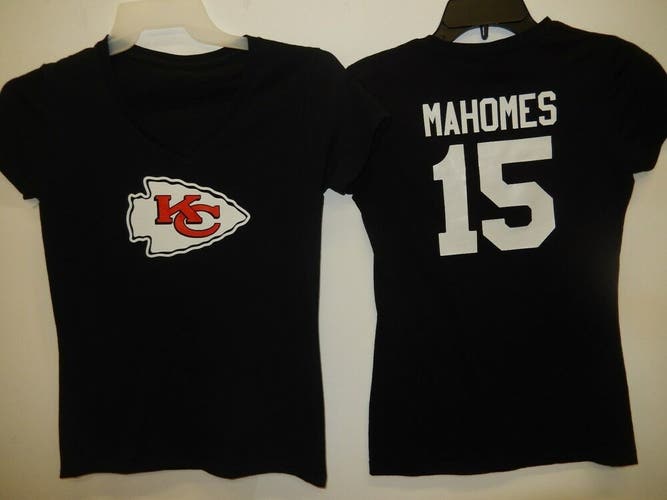 9715-5 WOMENS Kansas City Chiefs PATRICK MAHOMES V-Neck Jersey Shirt BLACK New