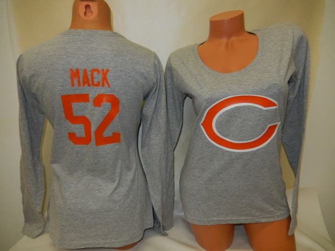 9822 Womens Ladies Chicago Bears KHALIL MACK Logo Football Jersey Shirt GRAY