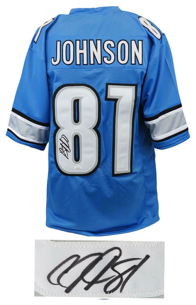 Calvin Johnson Autographed Detroit Black Custom Football Jersey - JSA COA