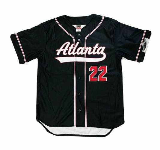 Alleson Athletic Atlanta Raiders #22 Full Button Baseball Jersey Men's L Black