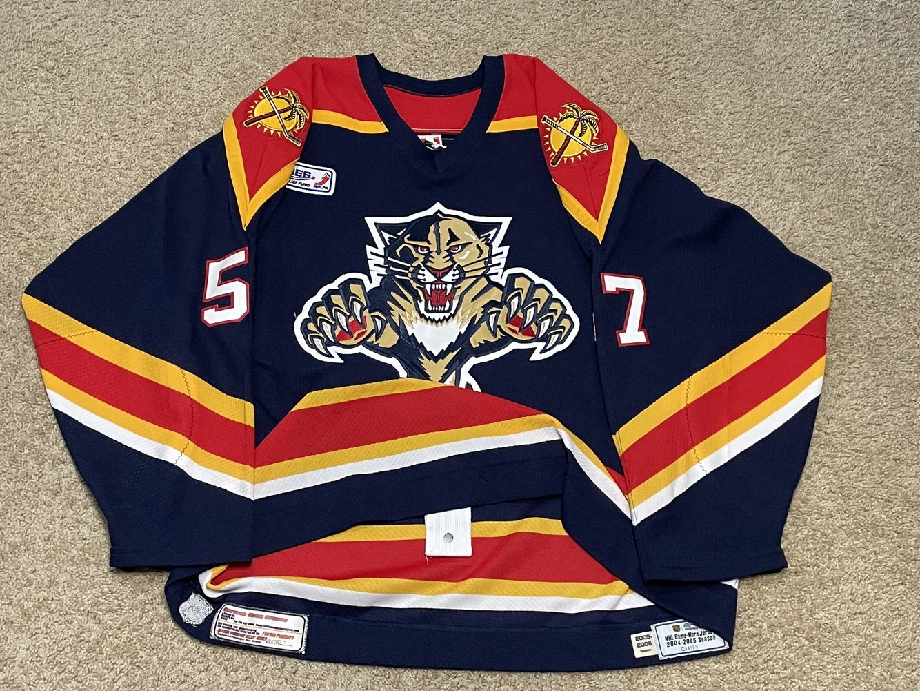 Authentic Reebok 2005-06 Anthony Stewart Florida Panthers Game Issued Jersey  Blue 56