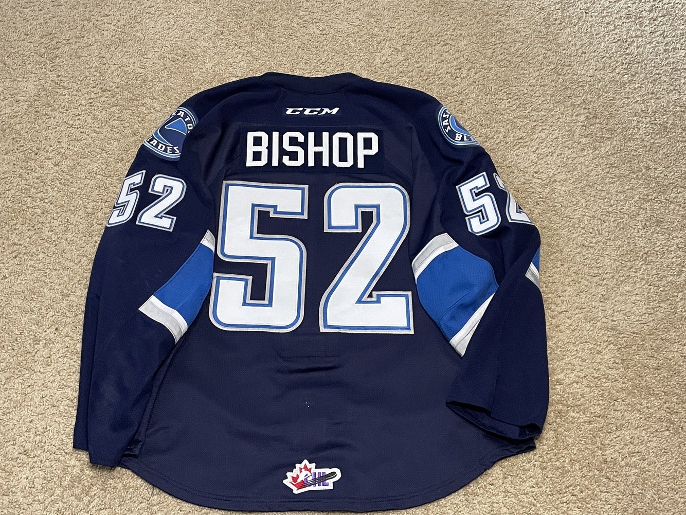 Game worn Saskatoon Blades jersey- Anthony Bishop w LOA