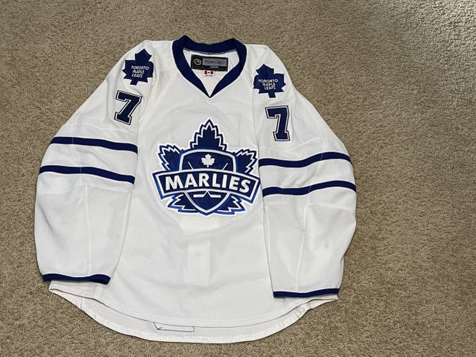 Authentic Reebok Todd Perry Toronto Marlies Game Worn Jersey White 54