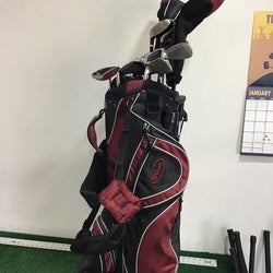 Wilson Deep Red Full Set Woods, Irons, Hybrids, Putter Stand Bag