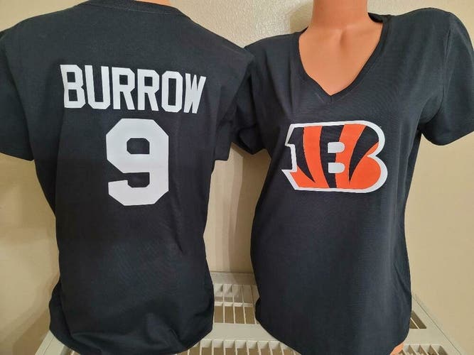 20201 WOMENS Cincinnati Bengals JOE BURROW V-Neck Football Jersey Shirt BLACK