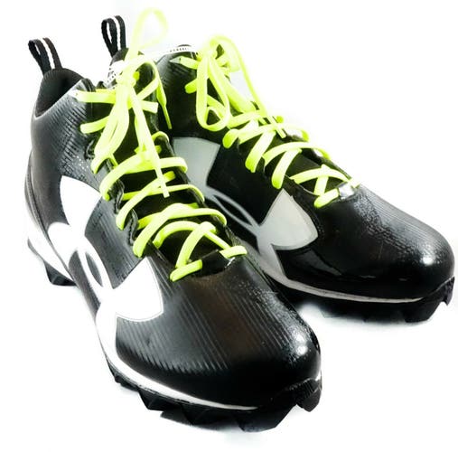New Under Armor Men's Black & White Football Cleats Size 15