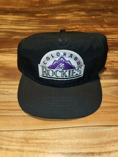 Vintage Rare Colorado Rockies MLB Baseball Sports Patch Hat  Black Cap Snapback