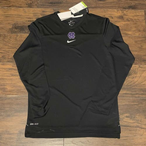 College of the Holy Cross NCAA On Field Nike Sideline Dri Fit Black L/S shirt Sm