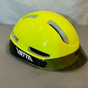 RARE Vintage 1989 Vetta Italy Bright Yellow Bicycle Helmet w/Visor Size Small