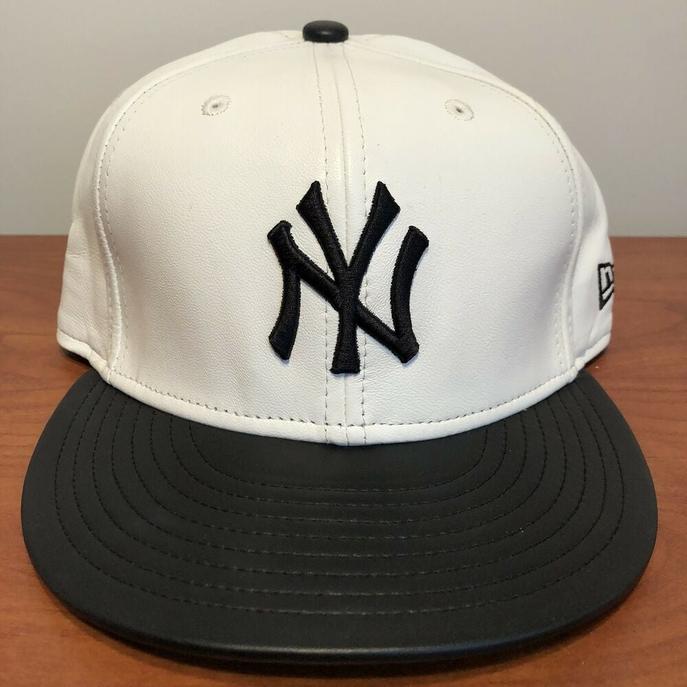 Women Men White Color Faux Leather Fashion Baseball Cap NY Hat