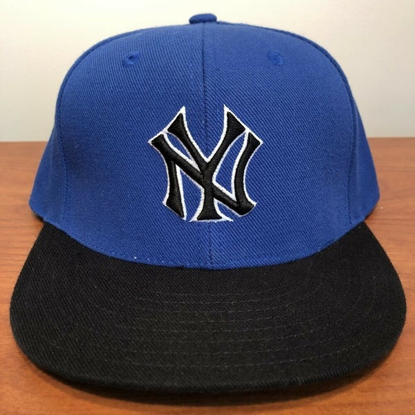 American Needle hat 7 3/8 NY Yankees All Over Logo Fitted Cap Blue