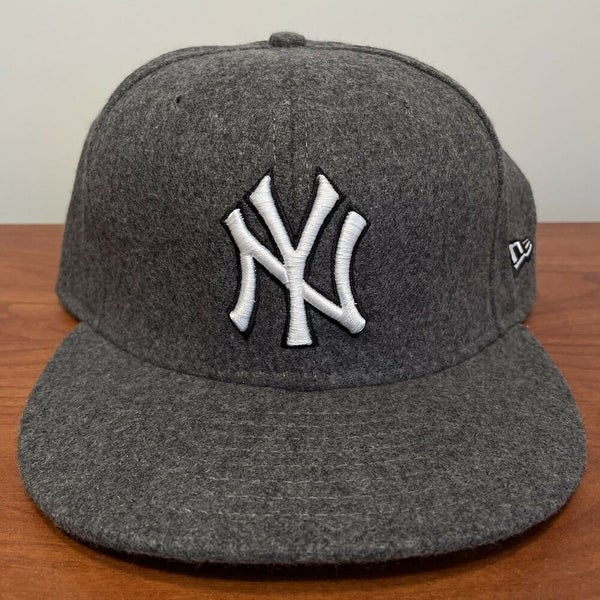 New York Yankees Hat Baseball Cap Fitted 7 3/4 New Era Gray Wool MLB Retro NYY