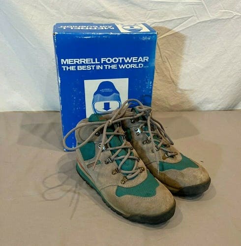 Vintage Merrell Lazer Gray Suede Air Cushion Women's Hiking Boots w/Box US 7