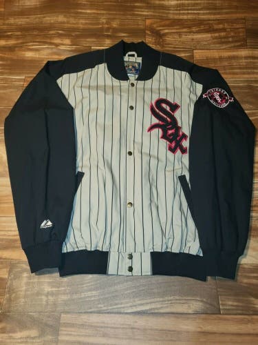 Vintage Rare Majestic Chicago White Sox MLB Pinstripe Cooperstown Jacket Sz XL