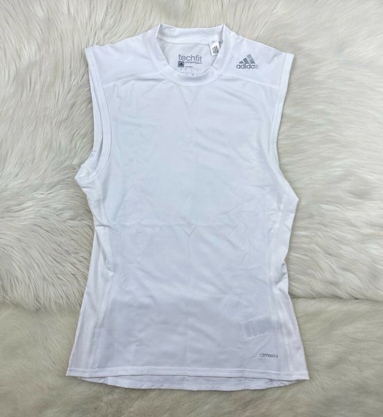 Adidas Techfit Compression Climalite Sleeveless Shirt Athletic Fit White Men L