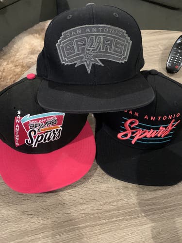 Lot Of 3 San Antonio Spurs Mitchell & Ness Snapback Hats Used
