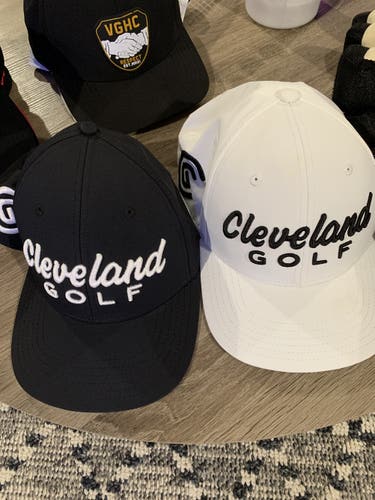 Lot of 2 Cleveland Golf SnapBack Hats Used