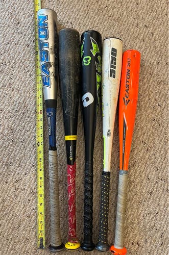 Lot of 5 used baseball bats